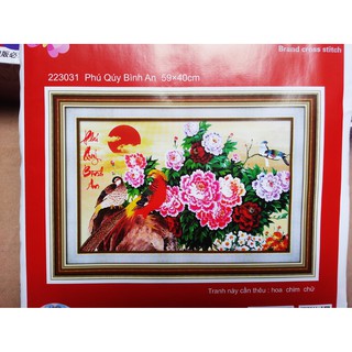 Tranh thêu chữ thập phú quý bình an 223031