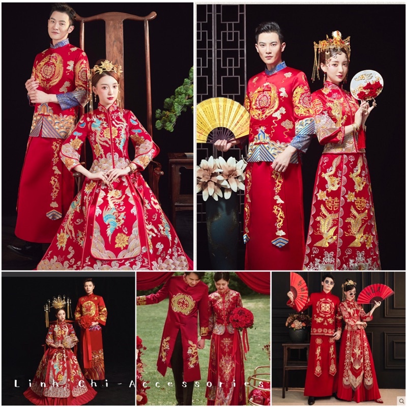 ☽☇Hỷ phục nam nữ Trung Hoa, áo khỏa, cưới hoa