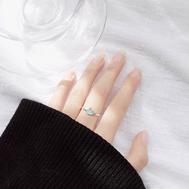 Exquisite Nhẫn nữ hình chú cá heo nhỏ dễ thương và xinh xắn