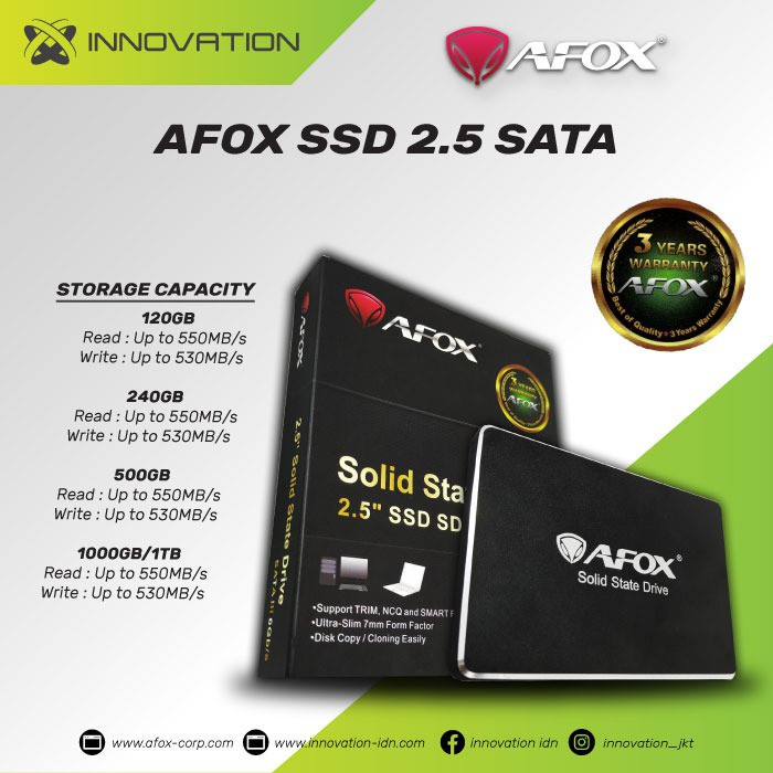Ổ cứng SSD AFOX 120GB, 2.5in, SATA3 6GB/S