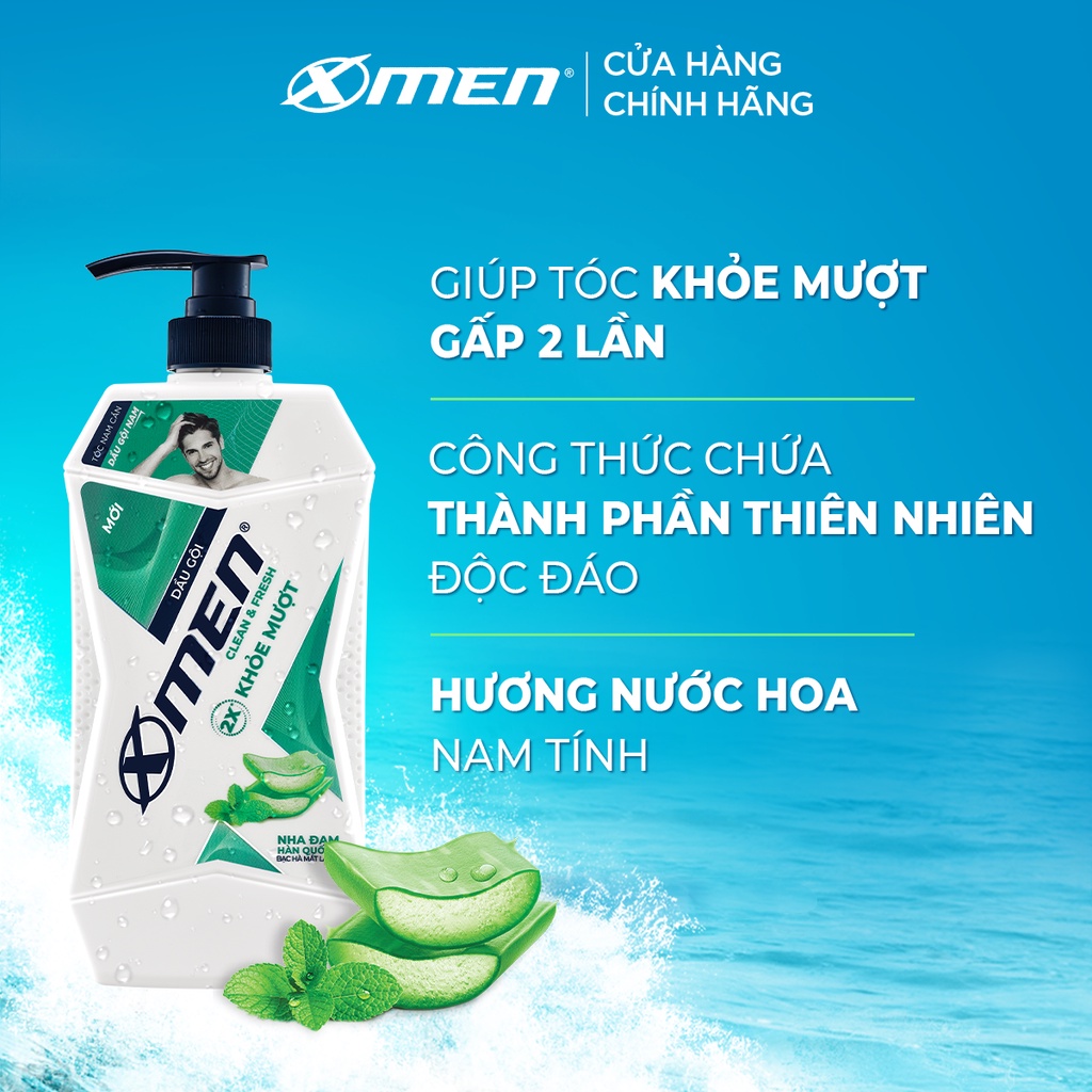 [Mã FMCGMALL -8% đơn 250K] Dầu gội X-Men Clean & Fresh 2X Khỏe Mượt 630g