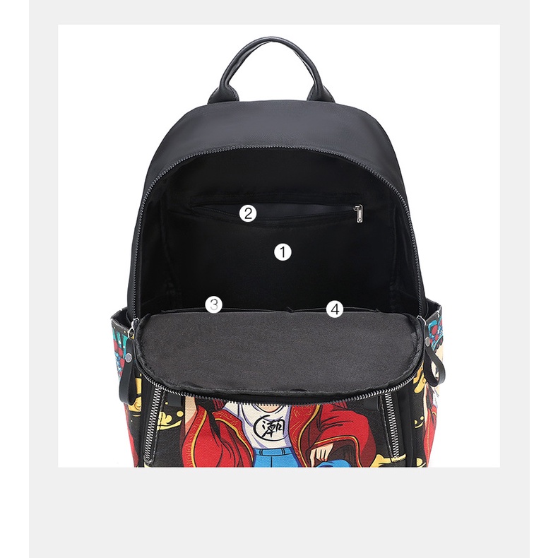 Ba Lô Vải Oxford Nhiều Túi Kích Thước Lớn Phong Cách Dân Tộc Mới Cho Nữ Đi Du Lịch