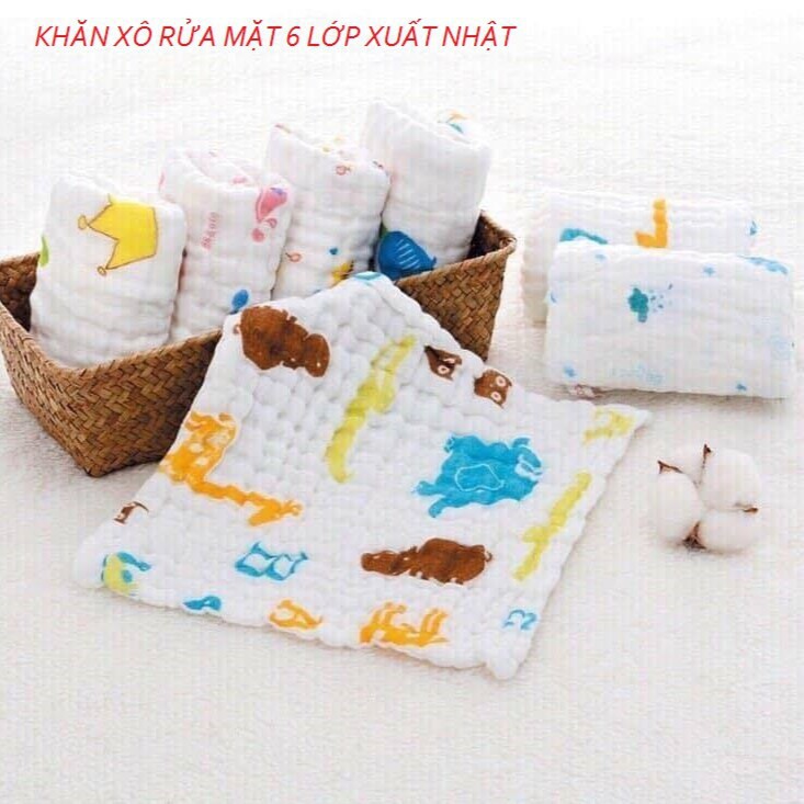 Khăn Mặt Xô Rửa Mặt 6 Lớp Siêu Mềm Mịn Cho Bé