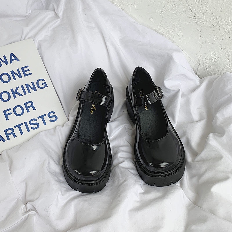 Giày Búp Bê Mũi Tròn Bằng Da Mềm Dày Dặn Phong Cách Mary Jane Nhật Bản Thời Trang Mùa Hè Dành Cho Nữ