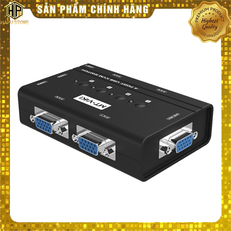 Bộ KVM switch USB MT-Viki MT-460KL 4 máy tính dùng chung 1 màn hình và phím chuột - Hapustore