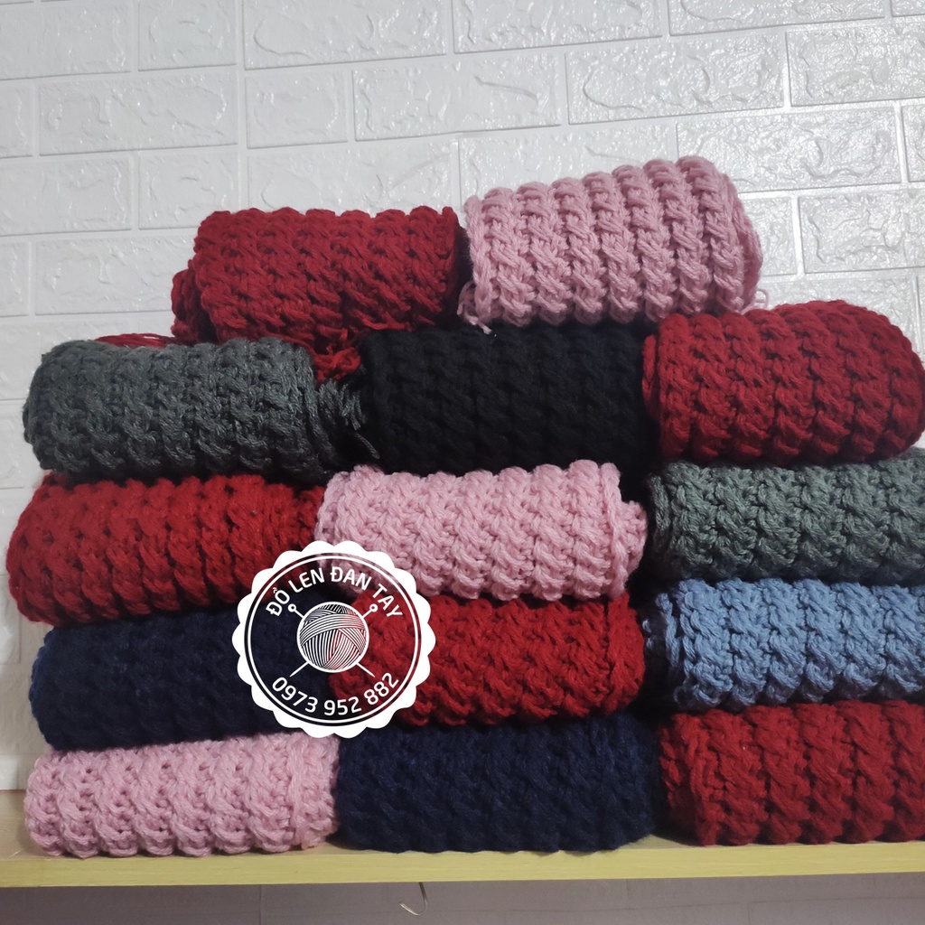 Khăn len đan tay vặn thừng 2 mặt giống nhau - Quà tặng handmade phù hợp cho cả nam và nữ
