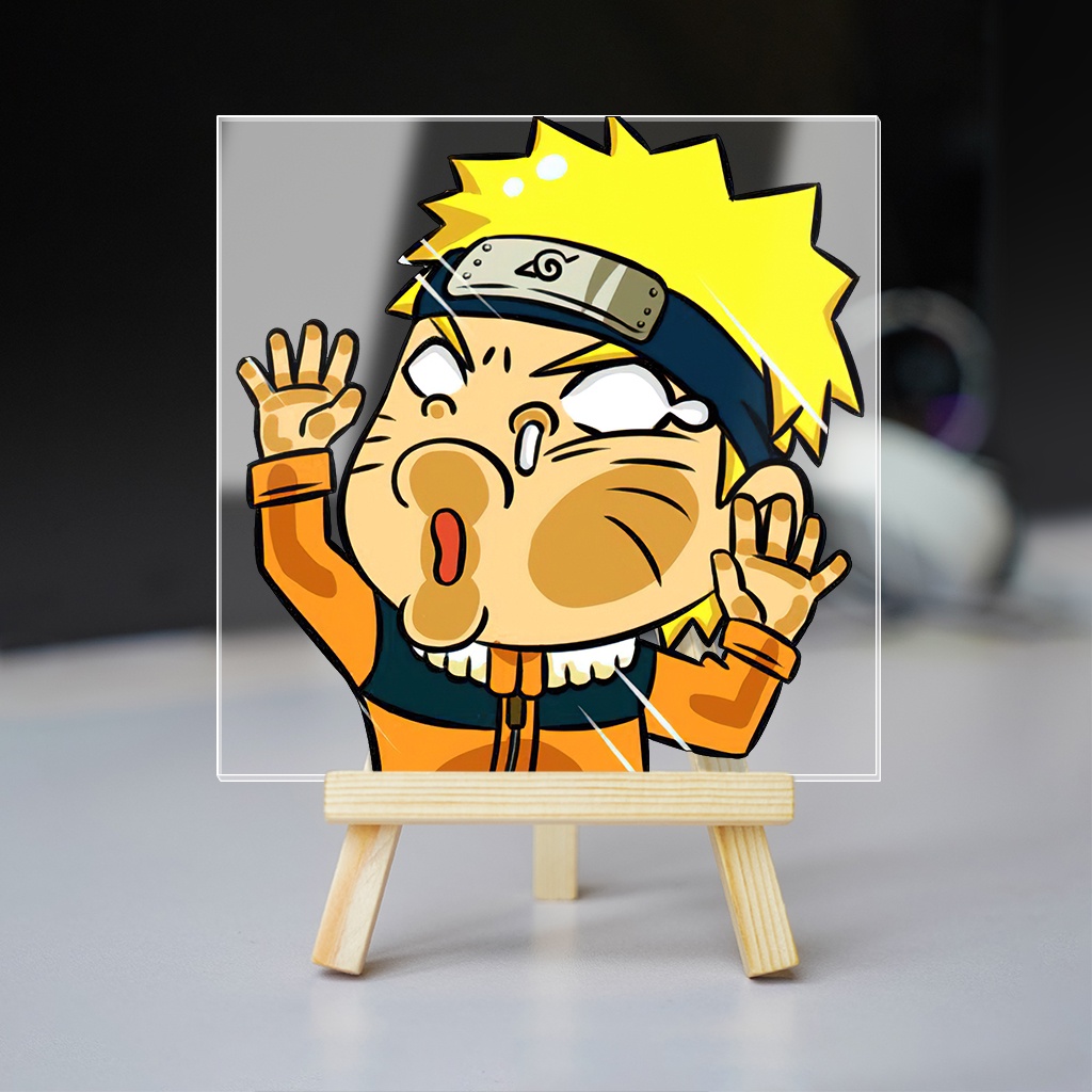 Tranh kính Naruto Anime Manga nhân vật úp mặt vào kính cute dễ thương trang trí góc học tập bàn làm việc HM Decor