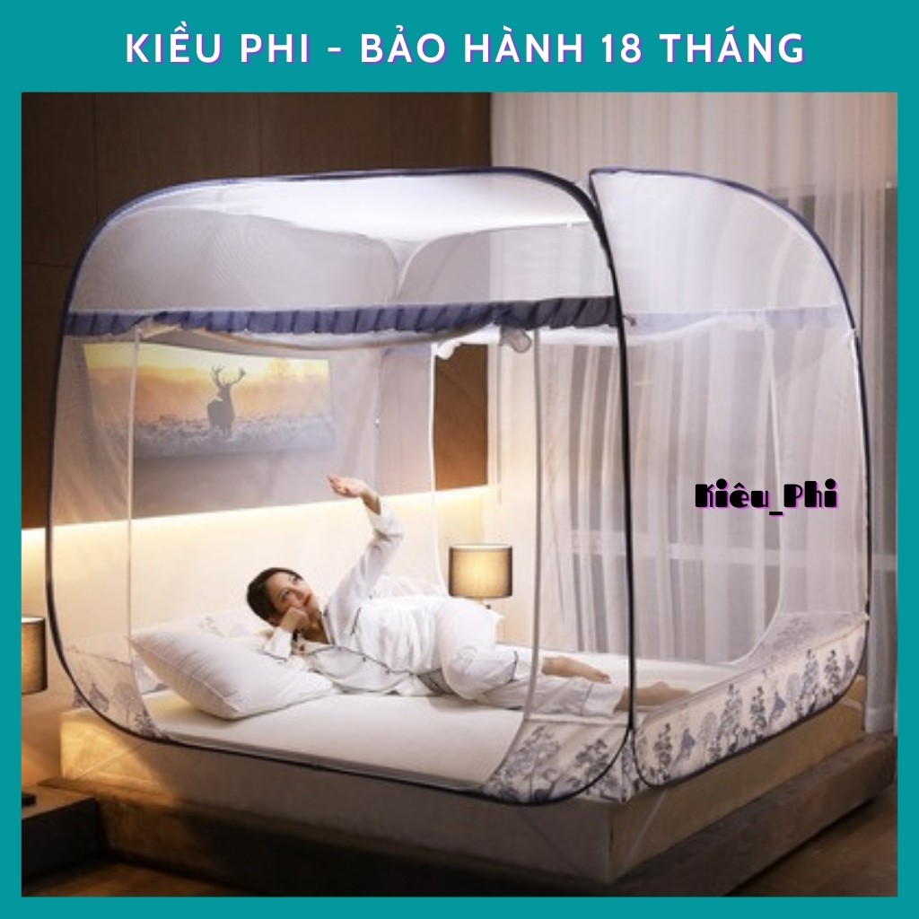 Mùng chụp tự bung người lớn đỉnh rộng - màn tự bung 1m2x2m, 1m6x2m, 1m8x2m, 2m2x2m cao cấp tiện dụng