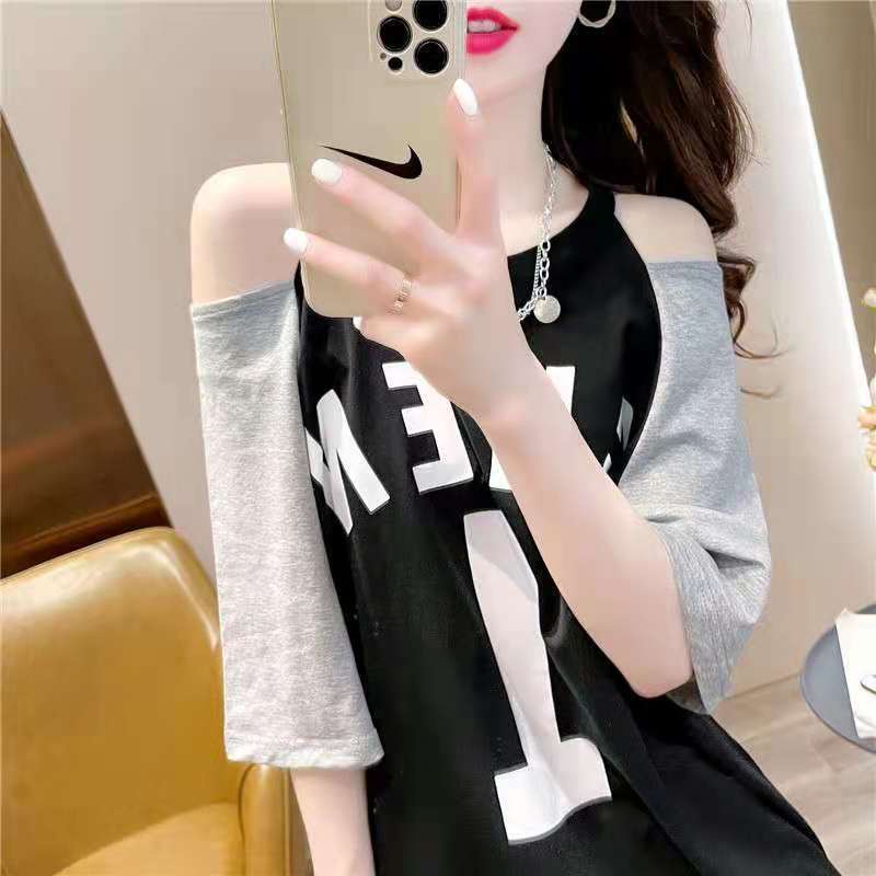Áo Thun Nữ Ngắn Tay Hở Vai Thời Trang Hàn Quốc Mới