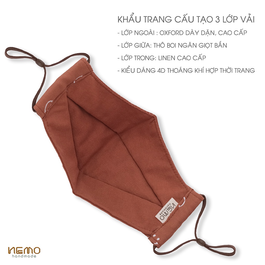 Khẩu Trang Vải 4D Nemo Handmade Vải Oxford dày dặn, Có Đủ Size Cho Người Lớn Và Em Bé - KTMC