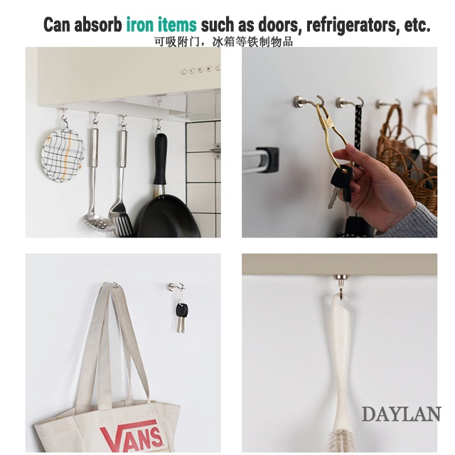 Móc Nam Châm Bằng Thép Không Gỉ Chịu Lực 15KG Có Giá Đỡ Cho Nhà Bếp / Văn Phòng