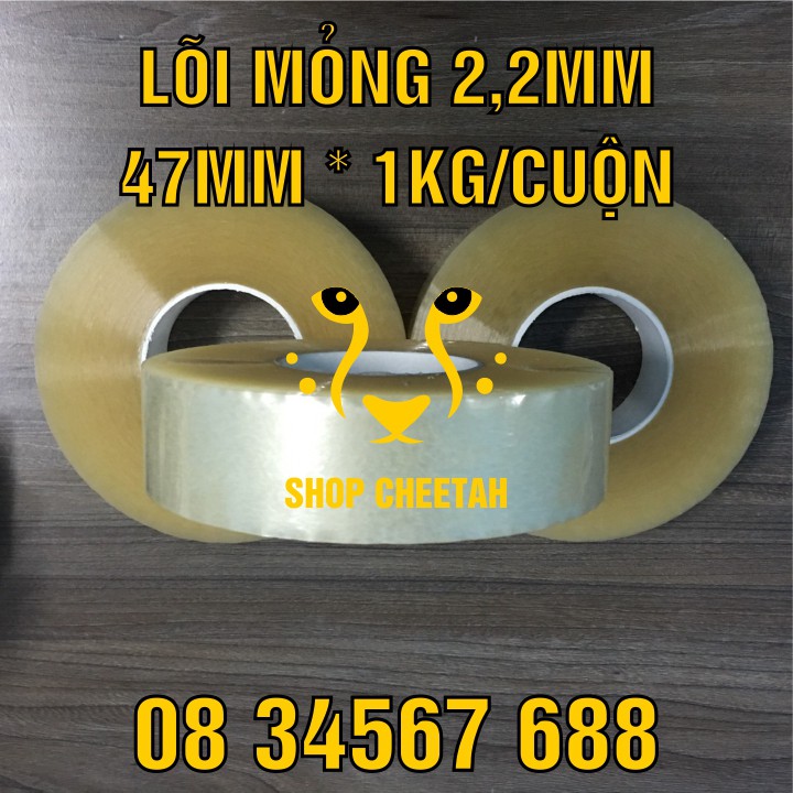 (Lõi giấy 2mm x 1kg) Băng dính trong 1kg/cuộn – Màu trong - Lõi giấy siêu mỏng 2mm – Siêu dai và dính