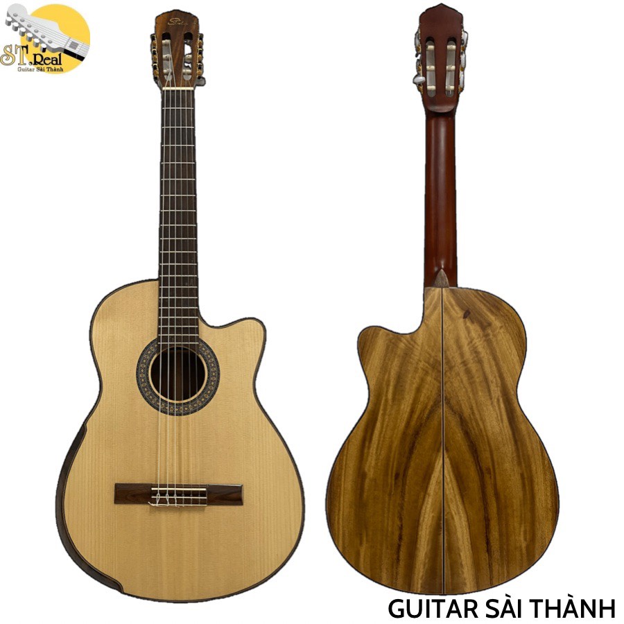 Đàn Guitar Classic Khuyết Vát Bavel Chính Hãng ST.Real Guitar Sài Thành Mã ST-CD2 Chất Liêu Gỗ Điệp Nguyên Tấm