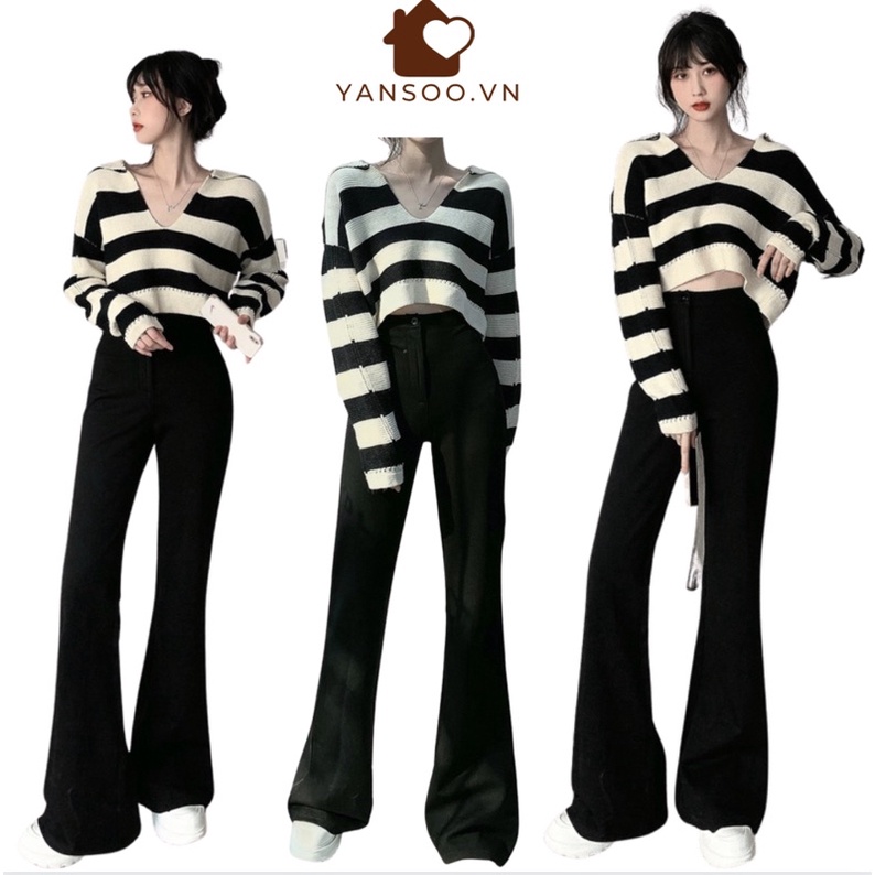 Quần loe vải tây cạp cao hách chân chất tuyết mưa dày dặn hàng đẹp mẫu hót nhất năm  by YANSOO