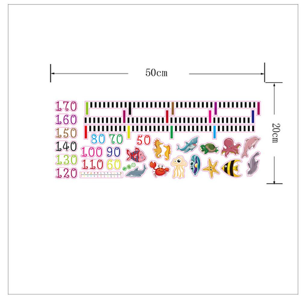 Miếng dán tường hình thước đo chiều cao nhiều họa tiết dễ thương cho trẻ em
