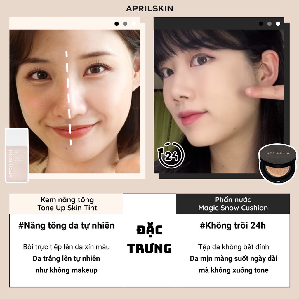Kem Nâng Tông Chống Nắng Dưỡng Ẩm Aprilskin Tone - Up Skin Tint SPF 50+ 38g _ Aprilskin Chính Hãng