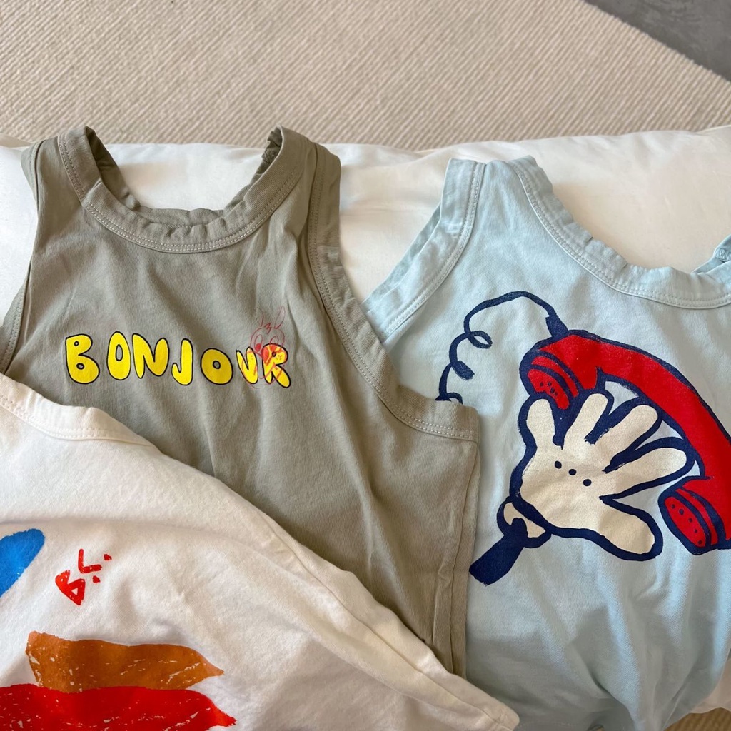 MNGRL Áo Ba Lỗ Cotton Thoải Mái Thoáng Khí Hàn Quốc Thời Trang Cho Trẻ Em