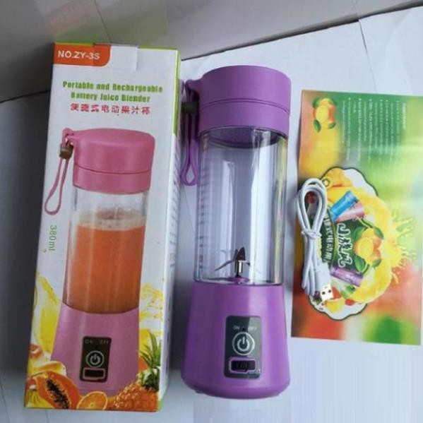 Máy Xay Sinh Tố Cầm Tay Tích Điện Pin Sạc Kiêm Bình Giữ Nhiệt 2in1