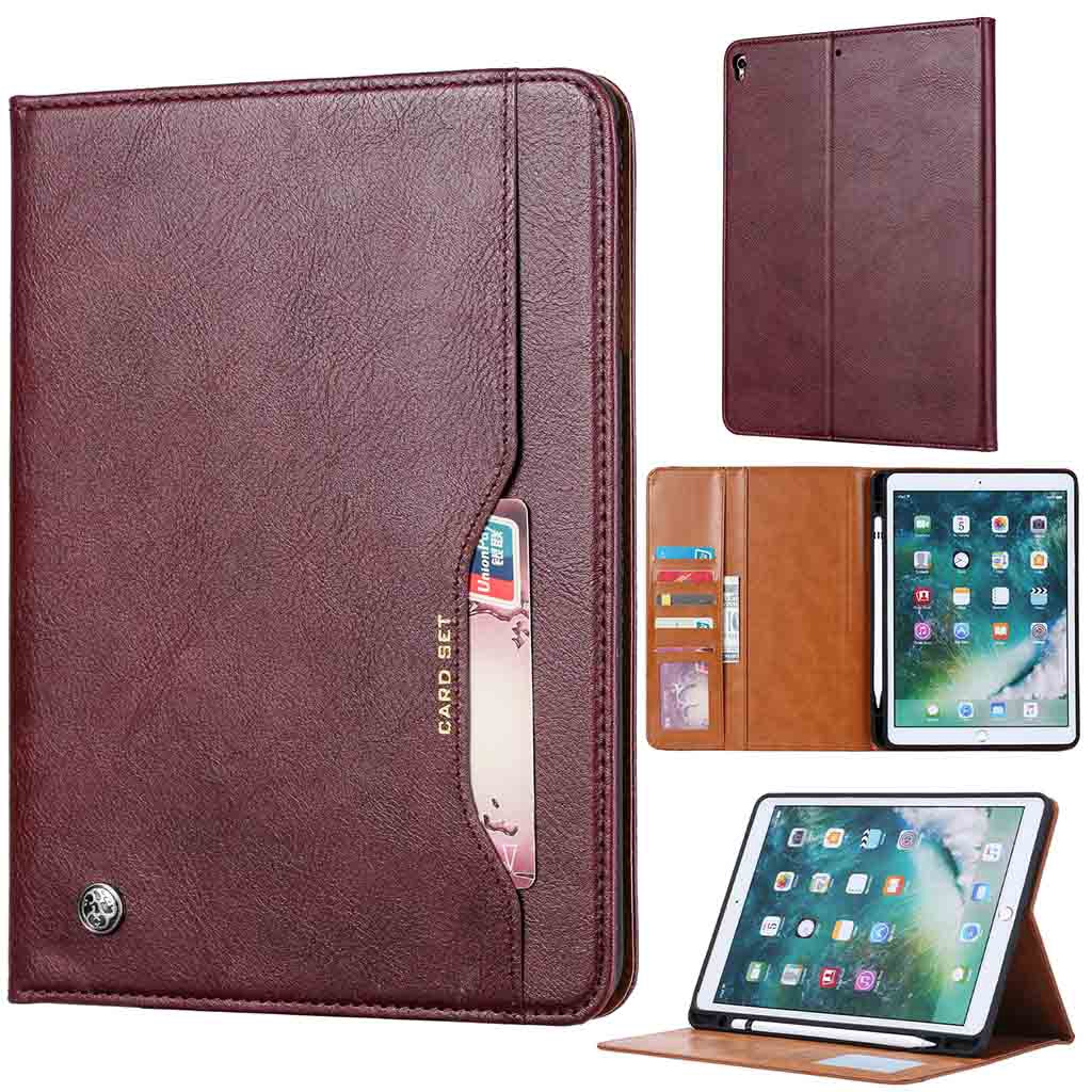 Pu Leather Case With Pen Holder For Apple iPad5 iPad6 iPad7thGen iPad8th iPad9 iPad10.2" mini3 mini4 mini5 mini6 8.3" Pro10.5" Air1 Air2 Air3 Air4 10.9" Pro11 Pro12.9" Auto Wake Sleep Cover