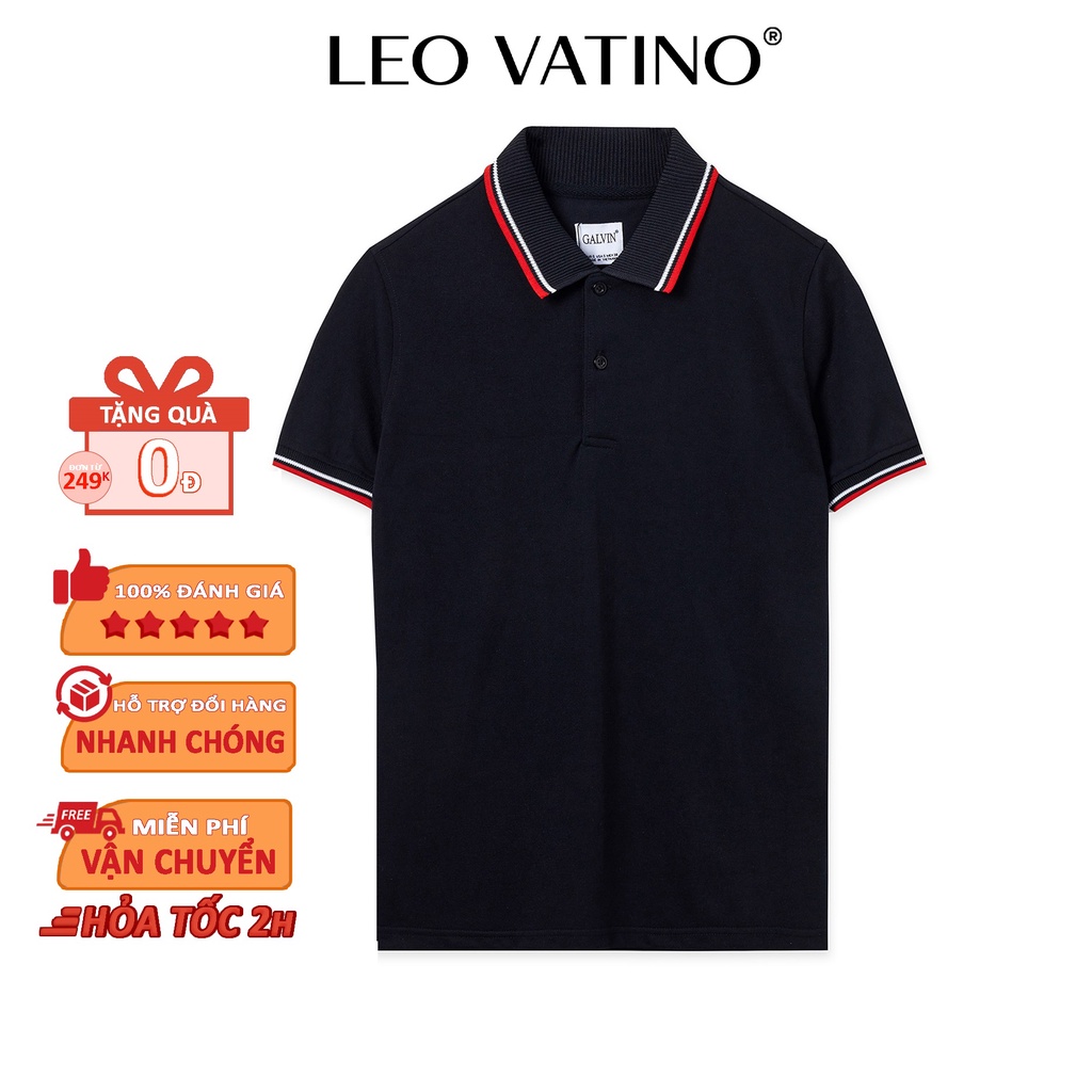 Áo polo nam Leo Vatino phối viền cổ dệt cotton cá sấu co giãn PLGV49D - Leo Vatino