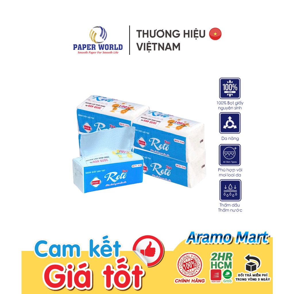 Khăn giấy rút lau tay đa năng 2 lớp 102 tờ ROTO ECO - Thế Giới Giấy - 100% bột giấy nguyên sinh | RTE20-2