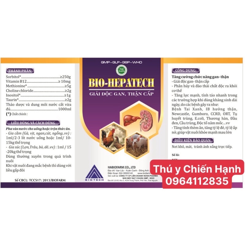 Giải Độc Gan Thận Cấp Bio-Hepatech 1l