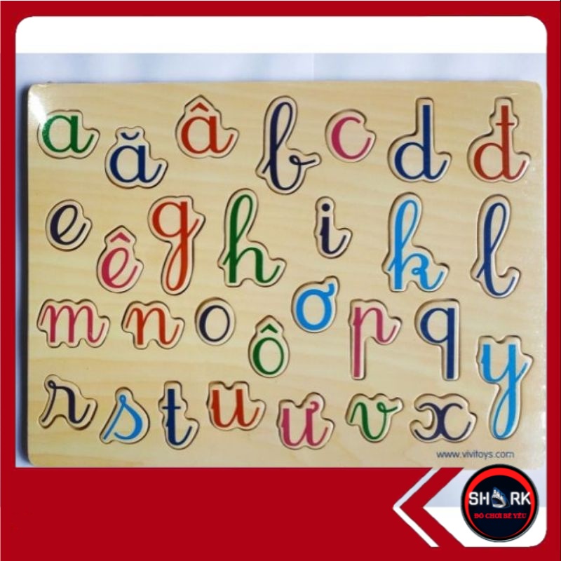 Bảng Tiếng Việt in thường bằng gỗ chuẩn bộ Giáo dục cho bé
