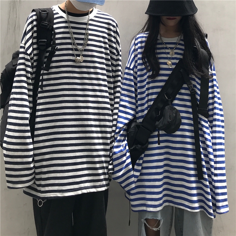 Áo Thun Tay Dài Kẻ Sọc Ngang Cho Cặp Đôi | BigBuy360 - bigbuy360.vn