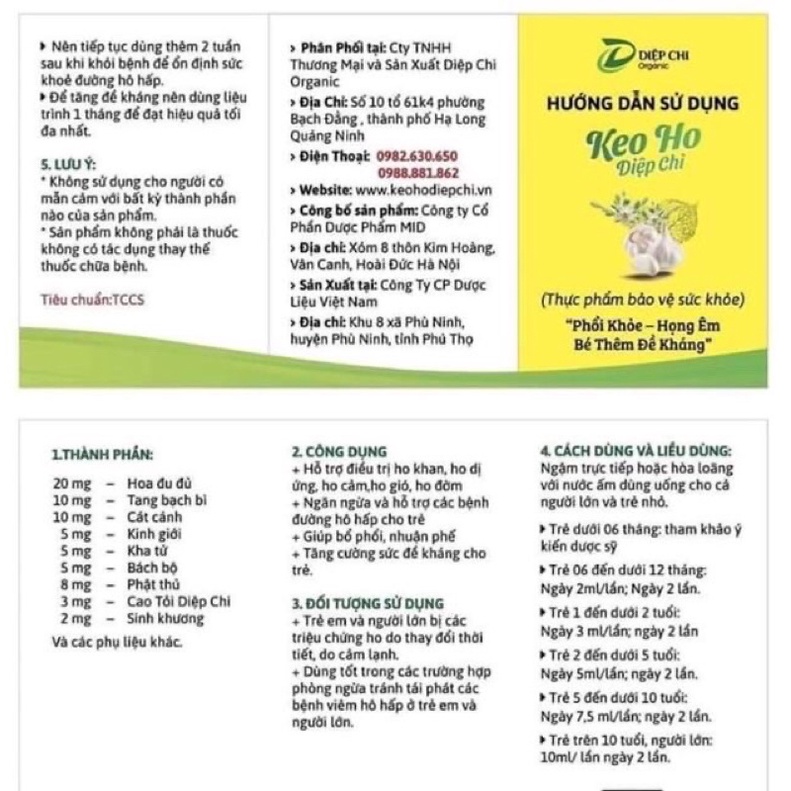 Kẹo ho Diệp Chi tặng dầu tràm cho bé