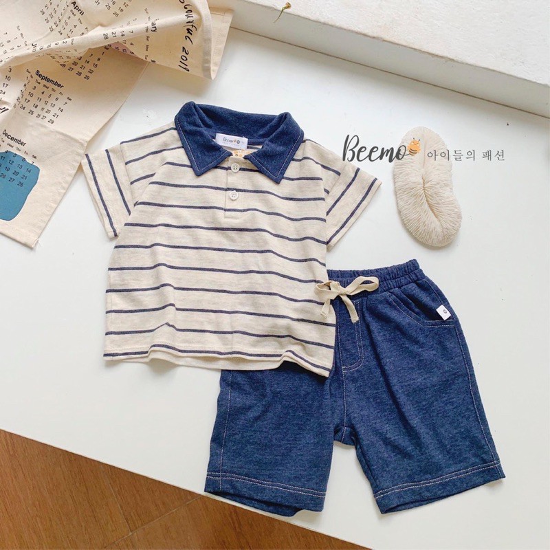 Bộ cotton kẻ bé trai