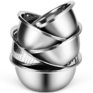 Bộ 5 Thau Rổ Inox Rửa Rau Củ Quả - Thau, Chậu Rửa Rau - Thau Trộn Salad Dày Dặn Siêu Tiện Dụng Cho Nhà Bếp | BigBuy360 - bigbuy360.vn