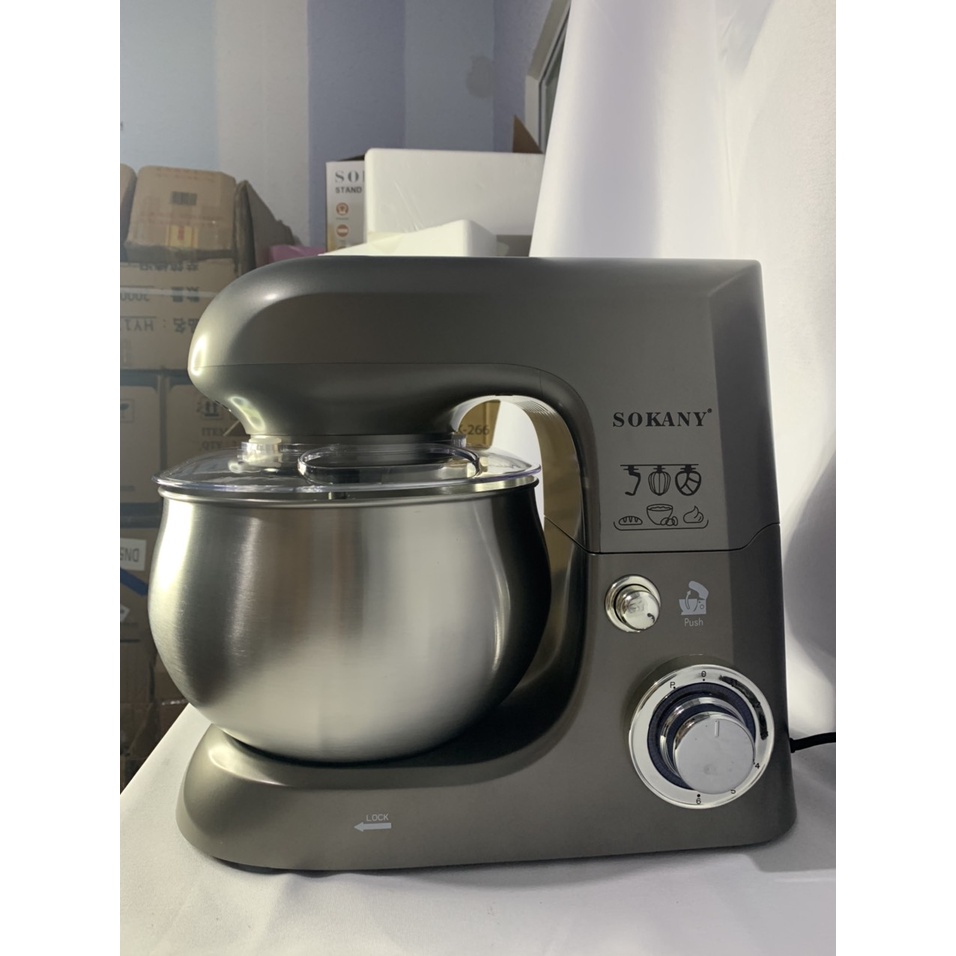 Máy Nhồi Bột Đánh Trứng Đánh Kem Để Bàn Sokany 6,5 Lít Đa Năng Gia Đình 1500w Cao Cấp Nhào Trộn Bột Tốt Nhất - SKNSK266