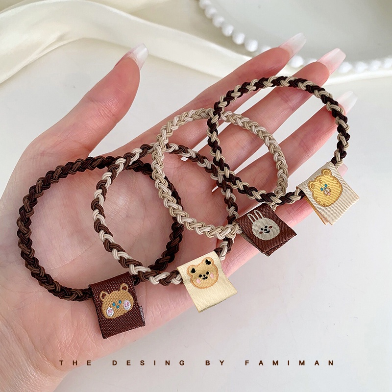 Bộ 4 Dây Cột Tóc Màu Nâu Đơn Giản Dễ Thương Cho Nữ