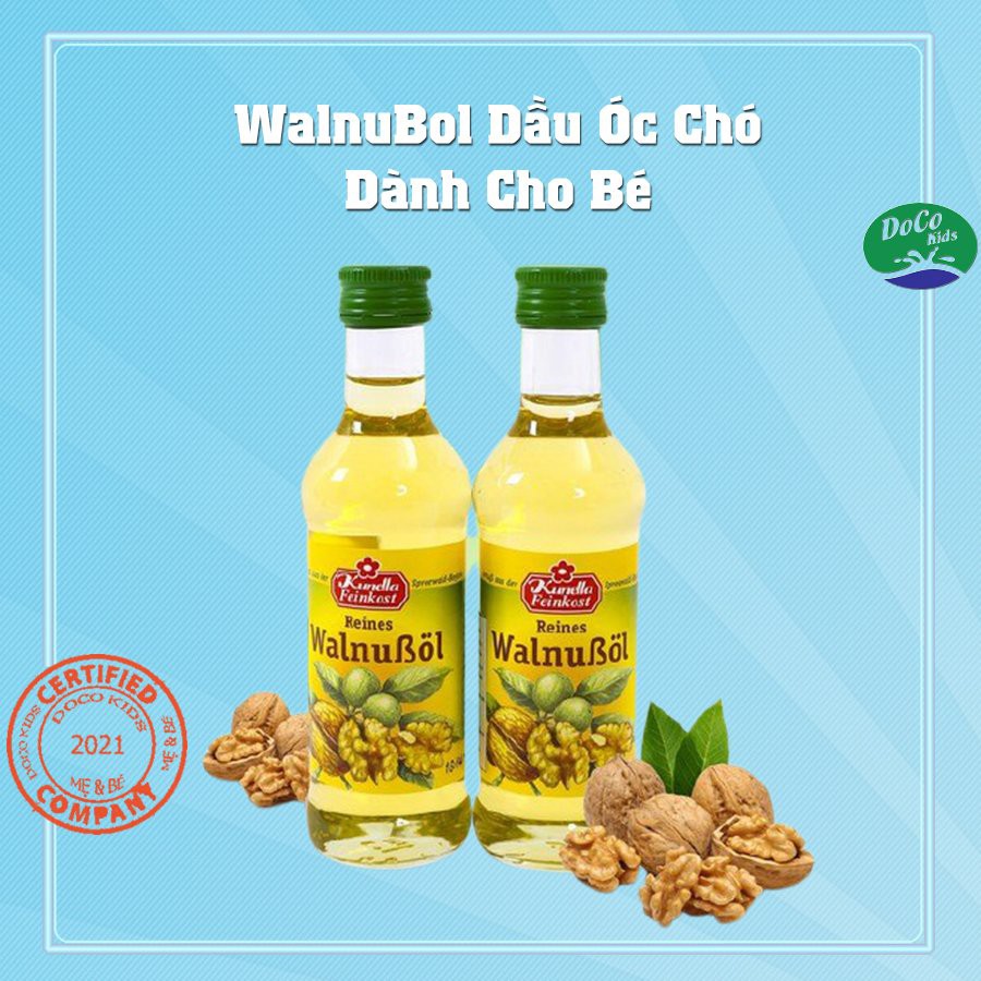 Dầu Óc Chó Đức Kunella 100ml, Dầu nấu bột, nấu cháo ăn dặm cung cấp vitamin cho bé