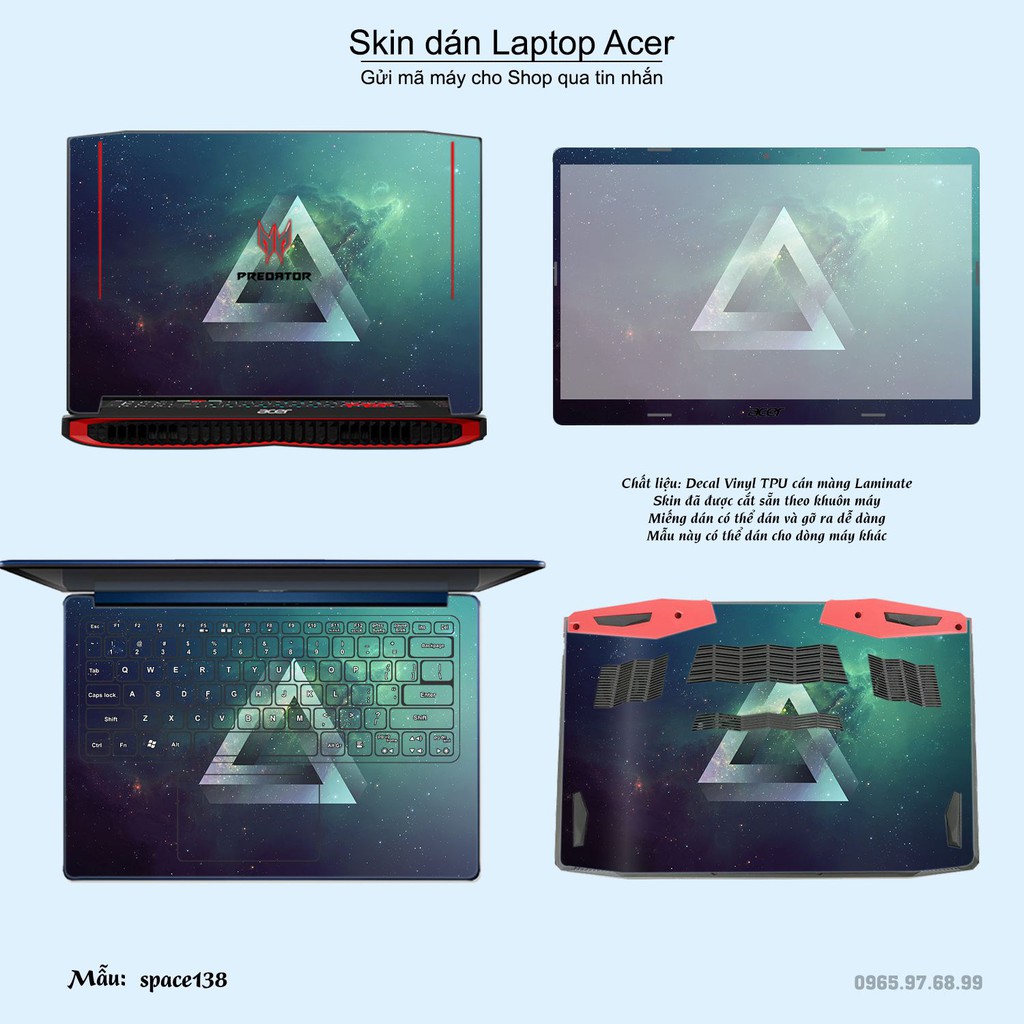 Skin dán Laptop Acer in hình không gian nhiều mẫu 23 (inbox mã máy cho Shop)