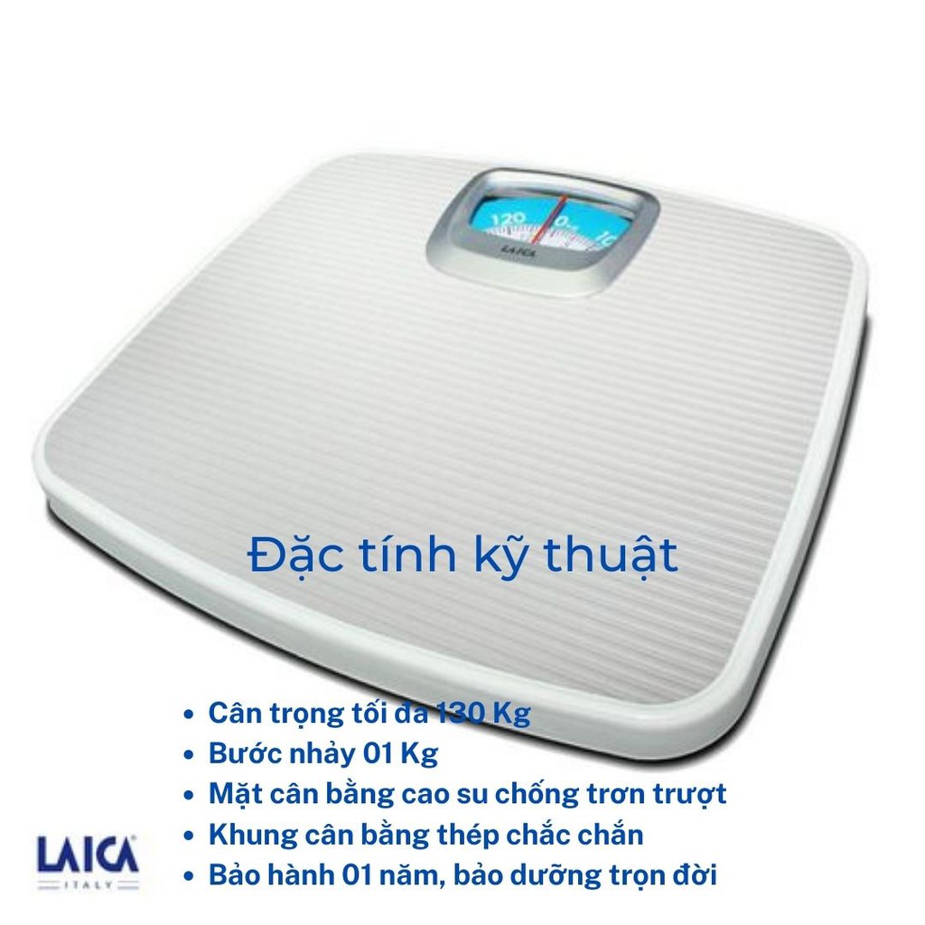 Cân sức khỏe cơ học gia đình LAICA PS2019 đến 130kg - Tặng thước dây cuộn Mini đo eo, chiều cao 1.5m [Halongstars]