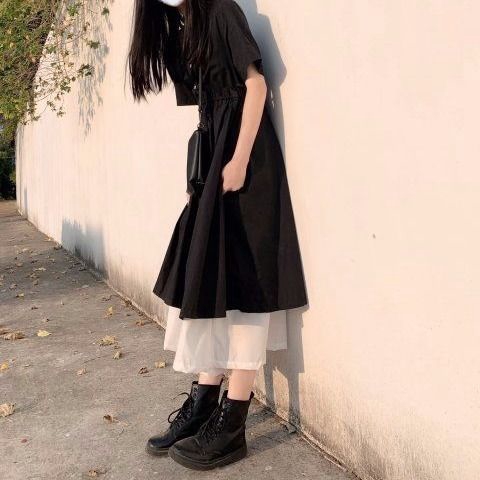 Đầm Nữ Ngắn Tay Cổ Bẻ Eo Thắt Thời Trang Hàn | BigBuy360 - bigbuy360.vn