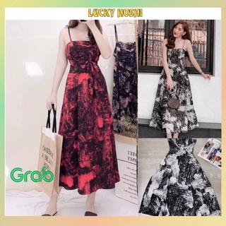 Đầm dây dài body dự tiệc Hàn Quốc dạng đầm 2 dây lụa hở lưng có mút ngực DD01