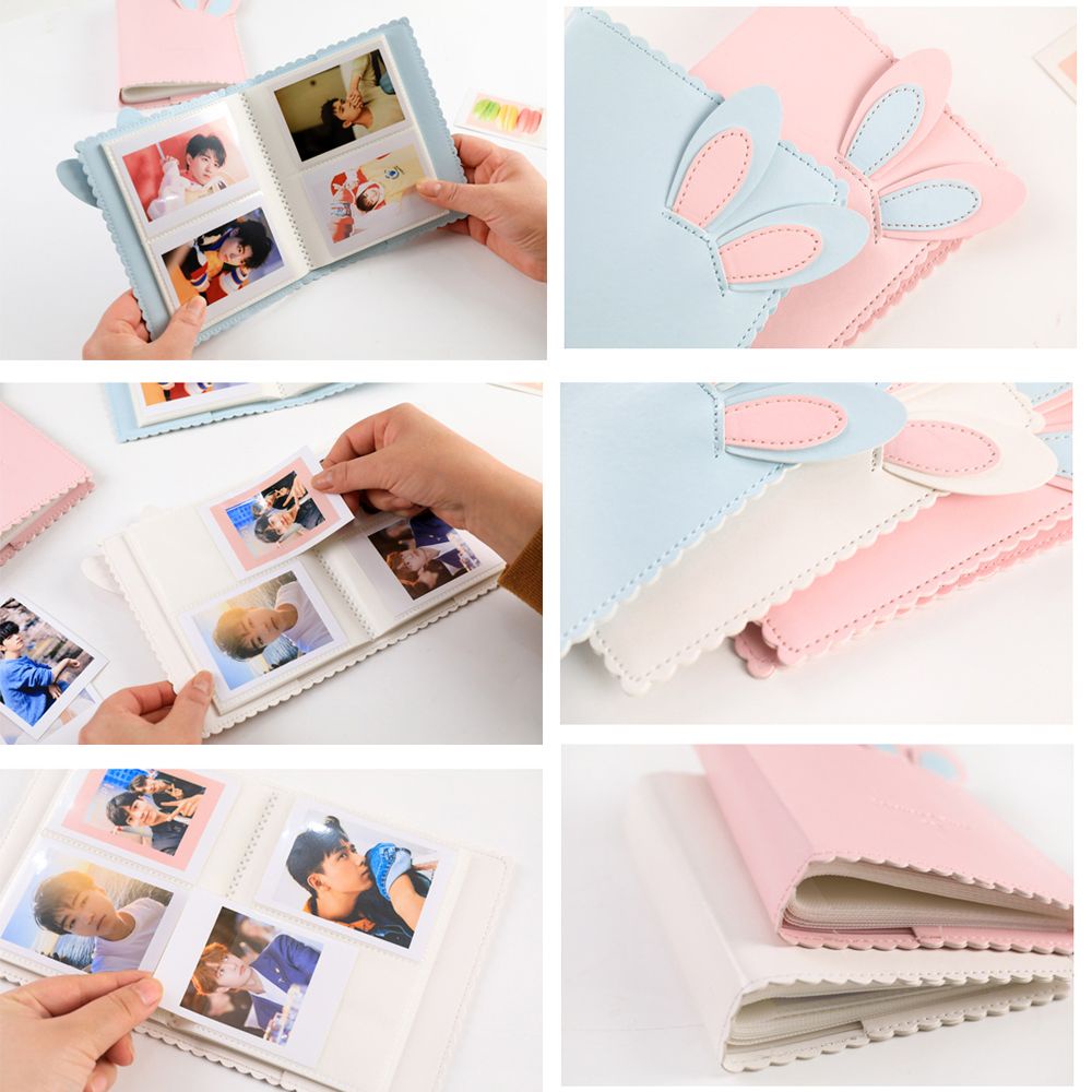 DORAW 64 Pockets Useful Leather Photo Album Storage Book Picture Case Photocard Holder Scrapbooking Organizer Durable 3 inch Card Binder Collect/Multicolor