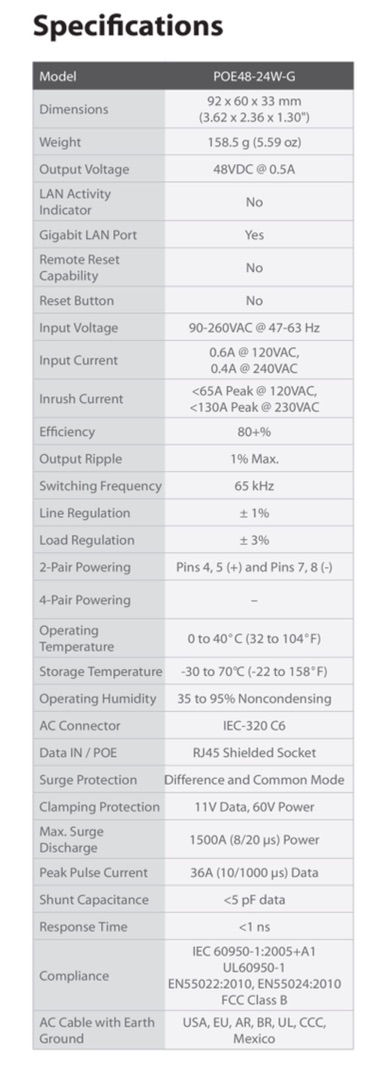 Adapter Nguồn PoE Ubiquiti 48V-0.5A 24W cổng Gigabit 1Gb POE-48-24W-G Unifi Ap Ac Pro, Lr, Hd, lite (ảnh thật) | BigBuy360 - bigbuy360.vn