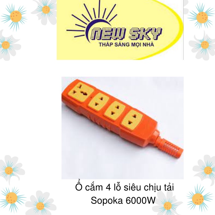 Ổ CẮM 4 LỖ SIÊU CHỊU TẢI SOPOKA 6000W (Chưa có dây điện kèm theo)