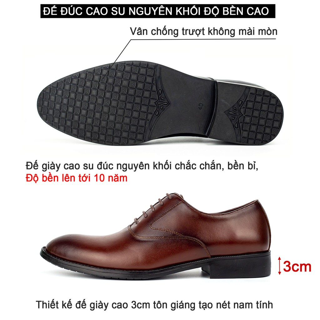 Giày nam oxford công sở da bò nappa cao cấp màu nâu G104- Bụi leather- hộp sang trọng -Bảo hành 12 tháng | BigBuy360 - bigbuy360.vn