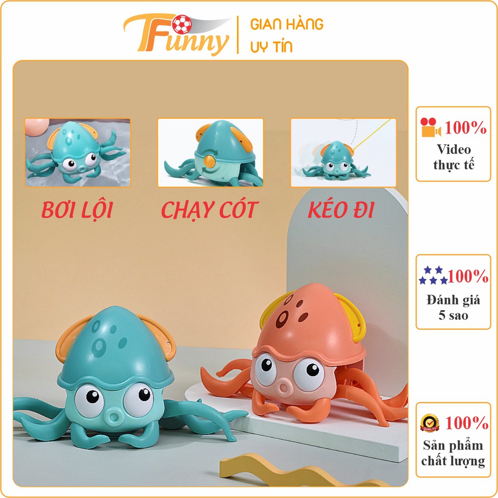 Bạch Tuộc Chạy Cót Bơi Lội, Đồ Chơi Kéo Đi Dạo Cho Bé, T Funny, Nhựa ABS, Bên Đẹp, An Toàn, Cỡ To