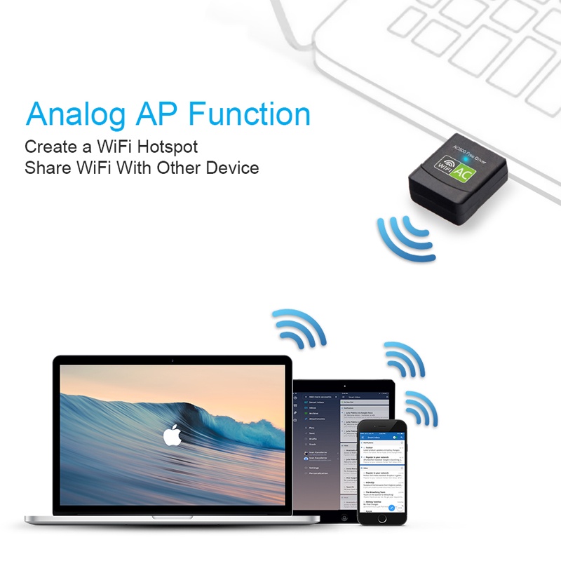 USB chuyển đổi thu WIFI 600mbps không dây có khe cắm mạng 5GHz tiện lợi chất lượng cao