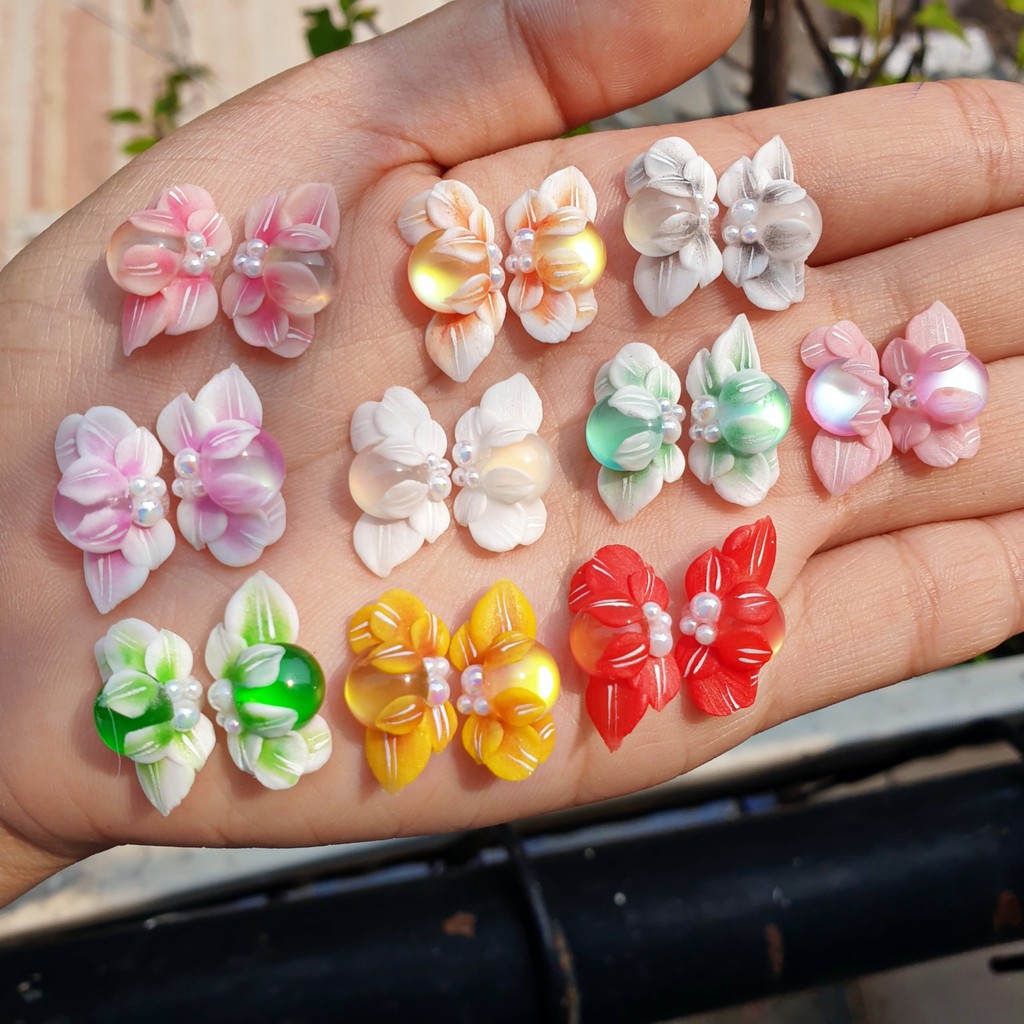 Hoa Nửa Ôm Đá Mắt Mèo | Hoa Bột Đính Móng 12HB