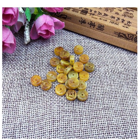 (P131-34) 2 viên charm đồng tiền đá 3x8mm tự nhiên, lỗ xỏ 1mm mix vòng - MH 2641