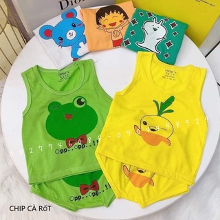 Combo 5 bộ (nguyên set) ba lỗ bé trai, bé gái. Size 3-14kg
