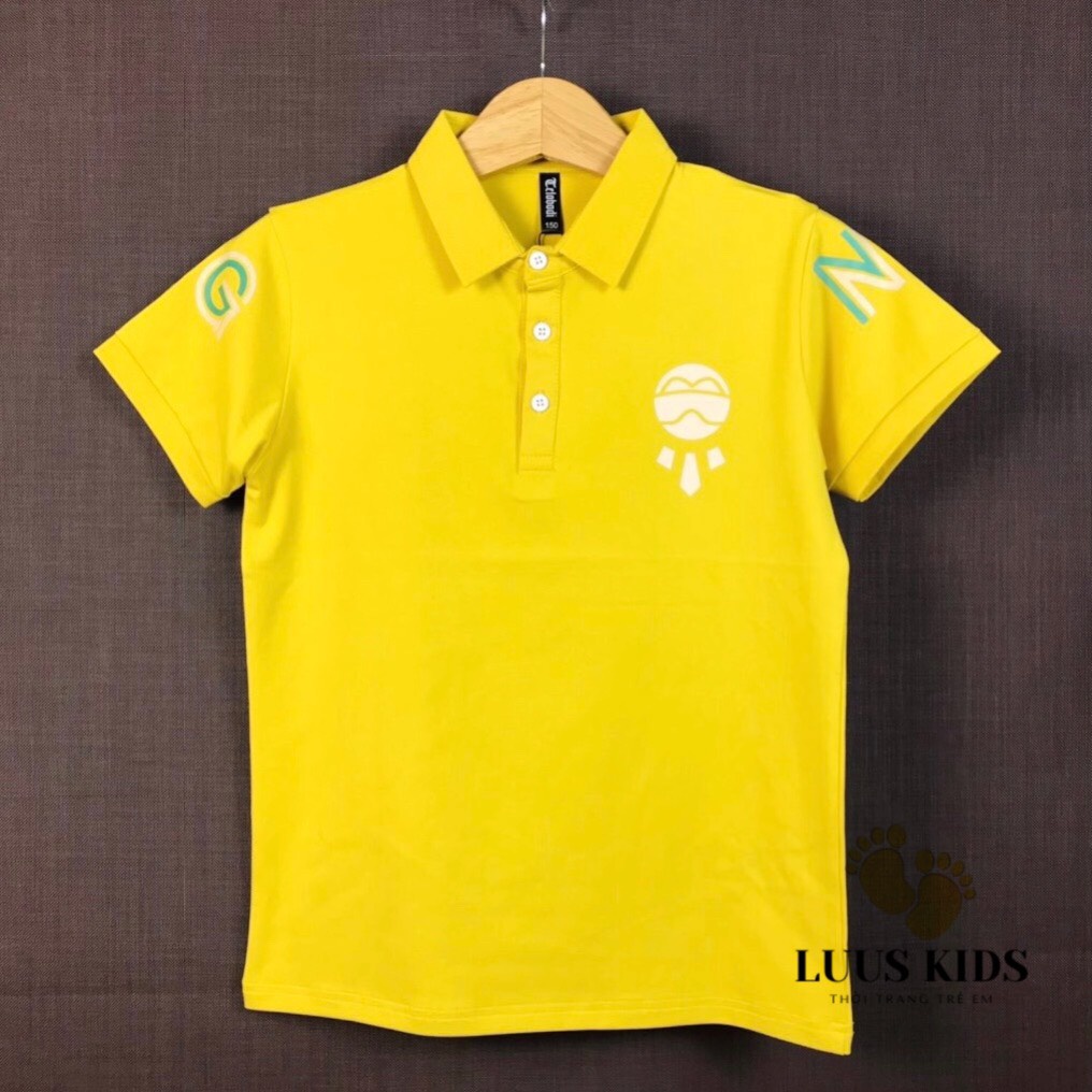 Áo thun tay ngắn cổ bẻ bé trai size đại-cồ (25-50kg) chất cotton 4 chiều hình in 2 mặt trước sau LILO chính hãng