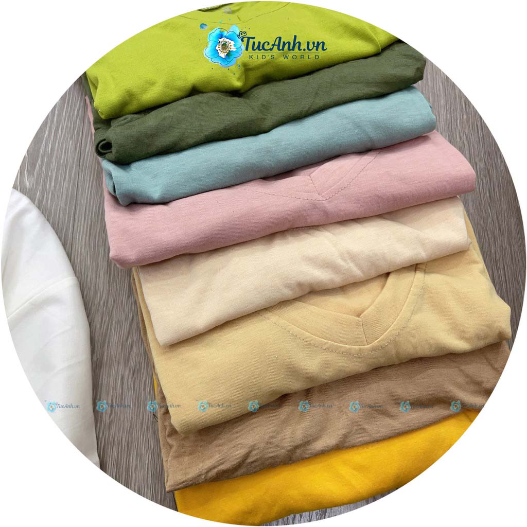 Áo Thun Cotton Trơn Ngắn Tay Nữ Nhiều Màu Cổ Tim, Áo Phông Cộc Tay Cổ V, Mềm Mịn Thoáng Mát - TucAnh