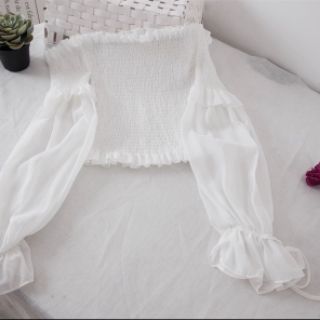 Áo nhún cột nơ ( ảnh thật trải nền)